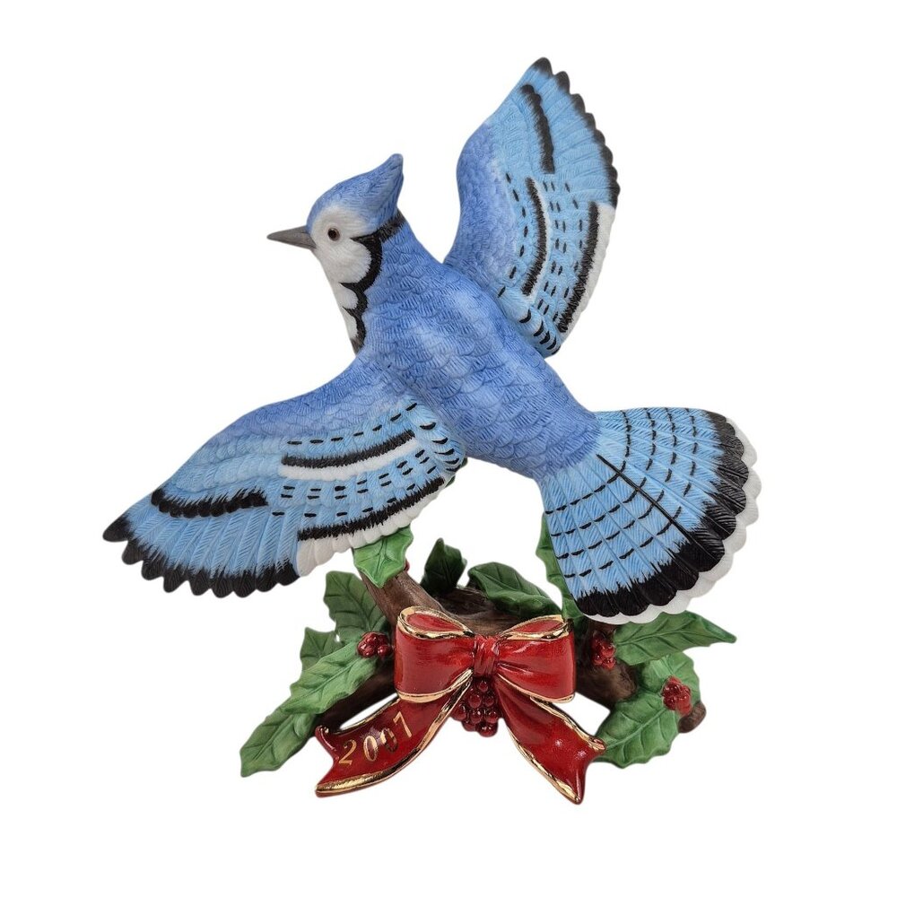 Lenox Blue Jay Figurine 2007 Limited Edition Porcelain Bird Christmas Box COA